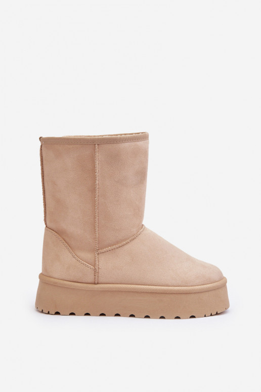 Femenino Botas de nieve con un abrigo de piel beige Abrams