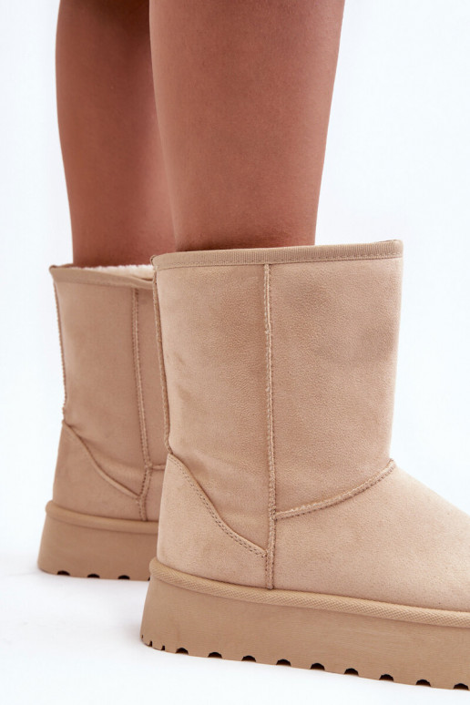 Femenino Botas de nieve con un abrigo de piel beige Abrams