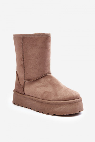 Femenino Botas de nieve con un abrigo de piel beige Abrams