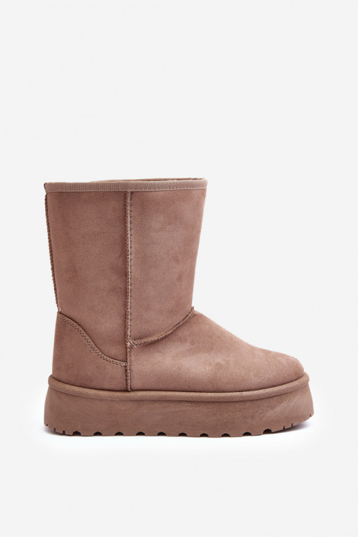 Femenino Botas de nieve con un abrigo de piel beige Abrams