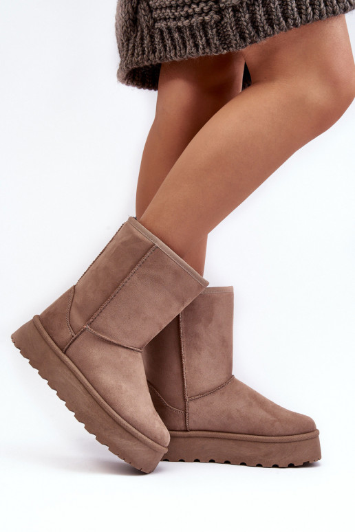Femenino Botas de nieve con un abrigo de piel beige Abrams