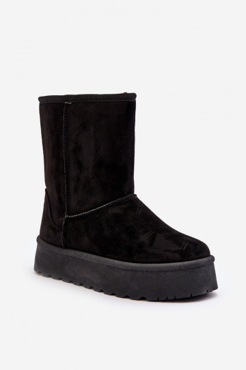 Femenino Botas de nieve con un abrigo de piel de color negro Abrams