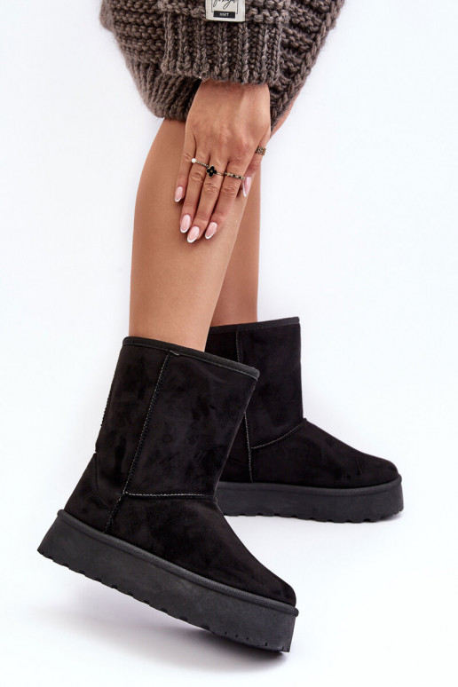 Femenino Botas de nieve con un abrigo de piel de color negro Abrams