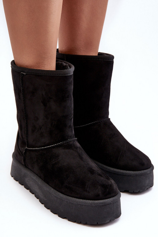 Femenino Botas de nieve con un abrigo de piel de color negro Abrams