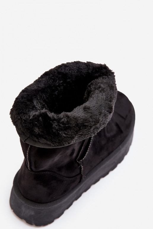 Femenino Botas de nieve con un abrigo de piel de color negro Abrams