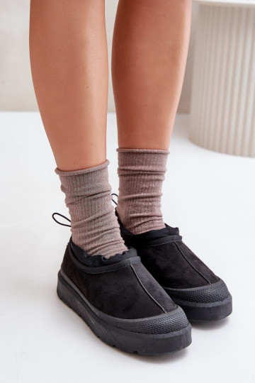 Botas de nieve Femenino con una plataforma Con una parte superior baja de color negro Izamine