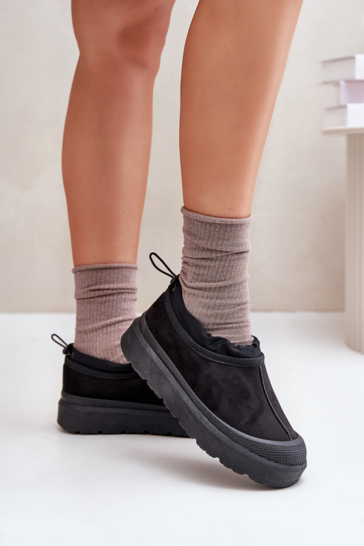 Botas de nieve Femenino con una plataforma Con una parte superior baja de color negro Izamine