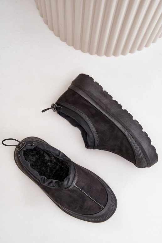 Botas de nieve Femenino con una plataforma Con una parte superior baja de color negro Izamine
