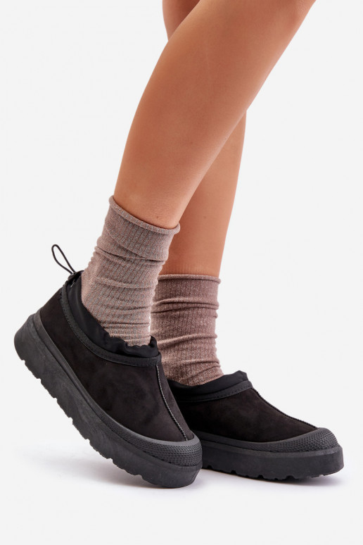 Botas de nieve Femenino con una plataforma Con una parte superior baja de color negro Izamine