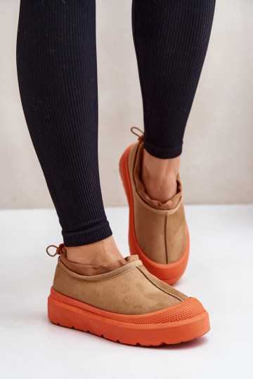 Botas de nieve para mujer con plataforma y parte superior baja color marrón Izamine