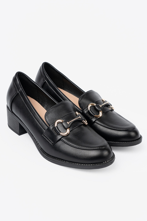 de color negro zapatos de mujer z elegancką sprzączką