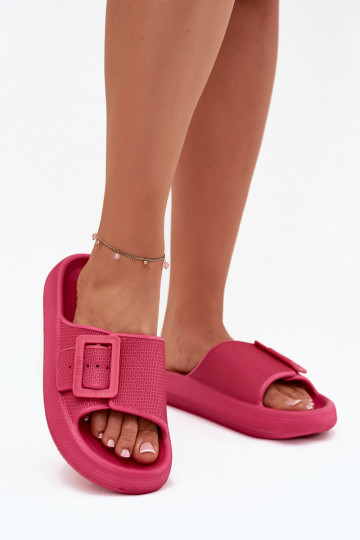Zapatillas de casa ligeras para mujer con plataforma y hebillas Big Star RR274A583 color rosa 2
