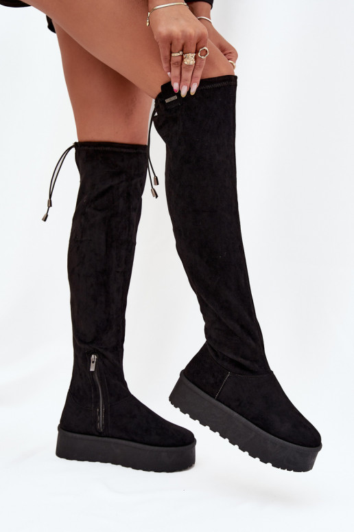 botas de mujer con una plataforma por encima de la rodilla Big Star SS274264 de color negro