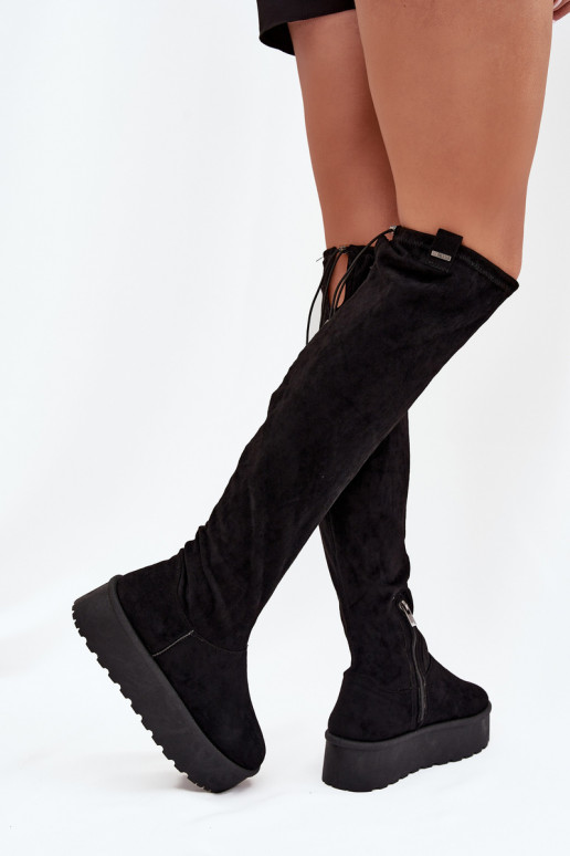 botas de mujer con una plataforma por encima de la rodilla Big Star SS274264 de color negro