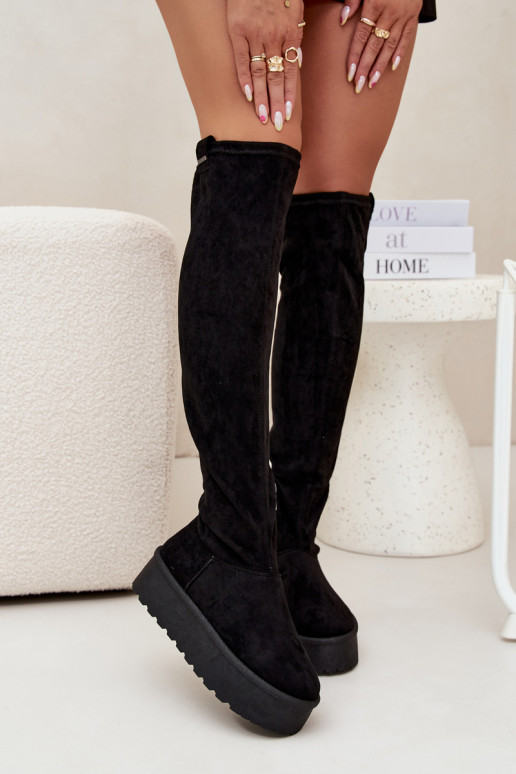 botas de mujer con una plataforma por encima de la rodilla Big Star SS274264 de color negro