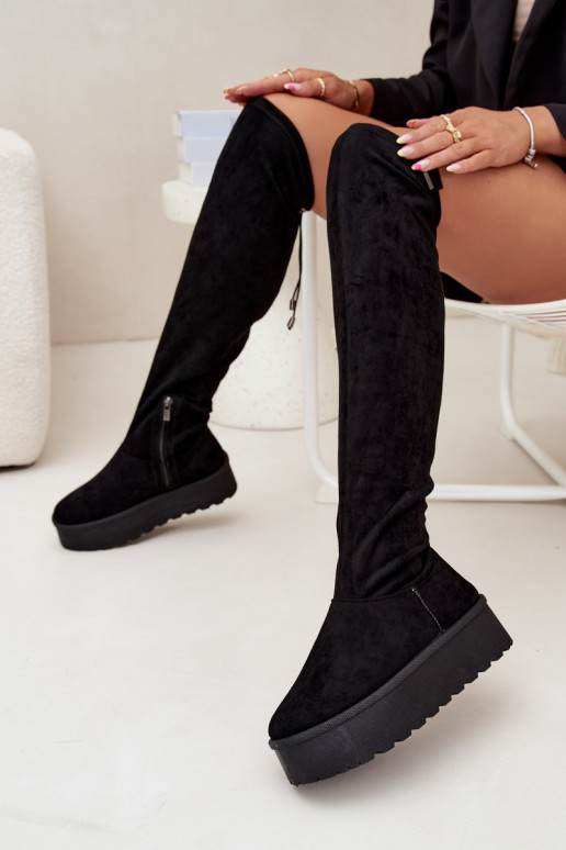 botas de mujer con una plataforma por encima de la rodilla Big Star SS274264 de color negro