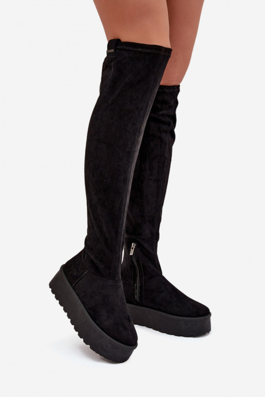 botas de mujer con una plataforma por encima de la rodilla Big Star SS274264 de color negro