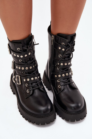 calentamiento botines de trabajo con rayas I con hebillasmi Big Star OO274707 de color negro