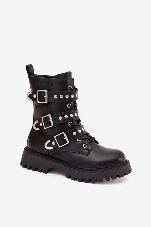calentamiento botines de trabajo con rayas I con hebillasmi Big Star OO274707 de color negro calentamiento botines de trabajo con rayas I con hebillasmi Big Star OO274707 de color negro