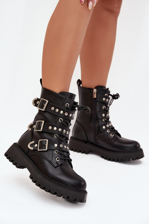 calentamiento botines de trabajo con rayas I con hebillasmi Big Star OO274707 de color negro calentamiento botines de trabajo con rayas I con hebillasmi Big Star OO274707 de color negro
