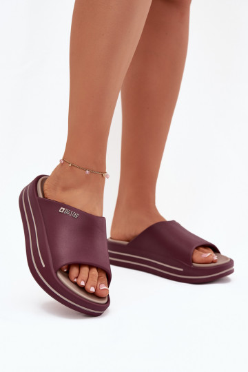Zapatillas de casa para mujer con plataforma Big Star SS274425 color burdeos 2