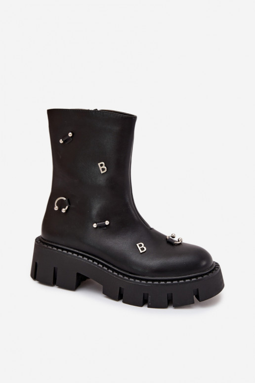 calentamiento Botas de mujer Al castillo con hermosos detalles de color negro Thavira