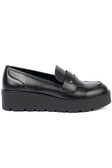 Estilo elegante de color negro mocasines sobre una suela gruesa 2