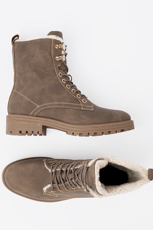 Elegante Botas oscurobeige z grubą podeszAą Elegante Botas oscurobeige z grubą podeszAą