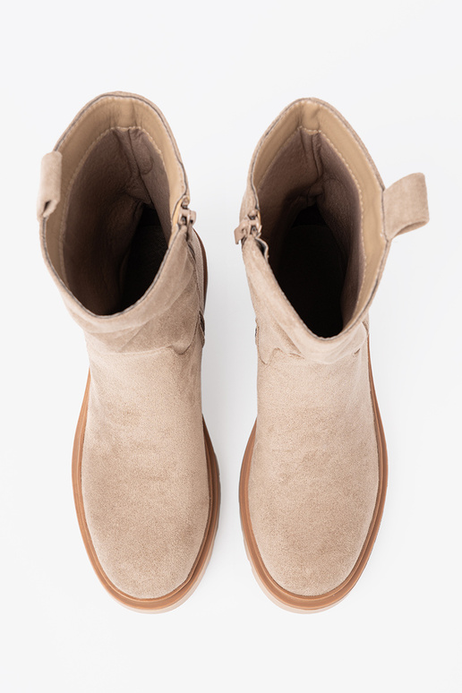 Minimalistyczne zapatos beige z miękkiego zamszu