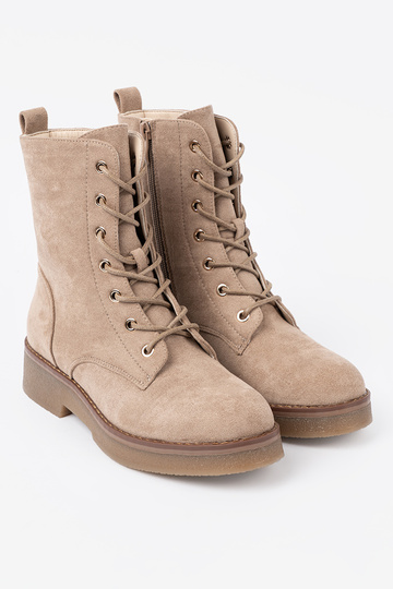 Elegante beige botas altas de montar z okrągłym noskiem