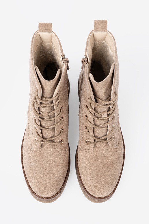 Elegante beige botas altas de montar z okrągłym noskiem