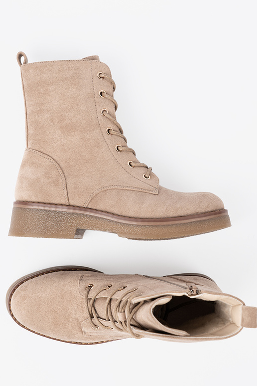 Elegante beige botas altas de montar z okrągłym noskiem