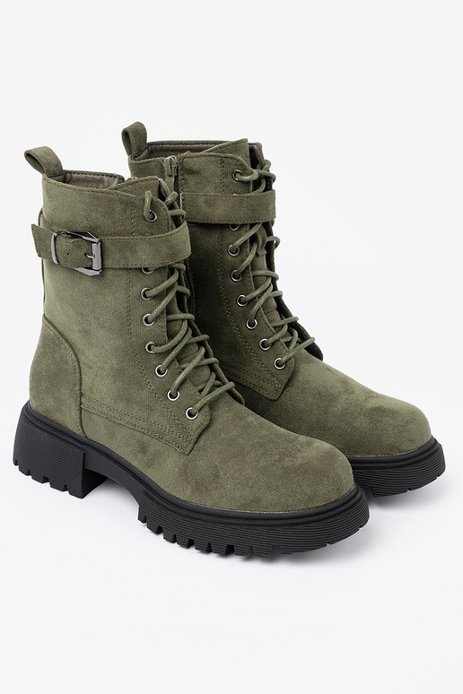 de color caqui botas altas de montar z grubą podeszAą i cordonesm