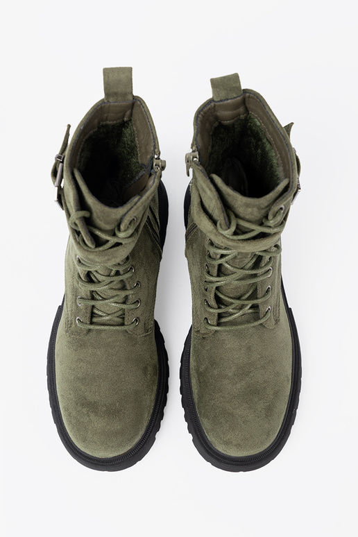 de color caqui botas altas de montar z grubą podeszAą i cordonesm