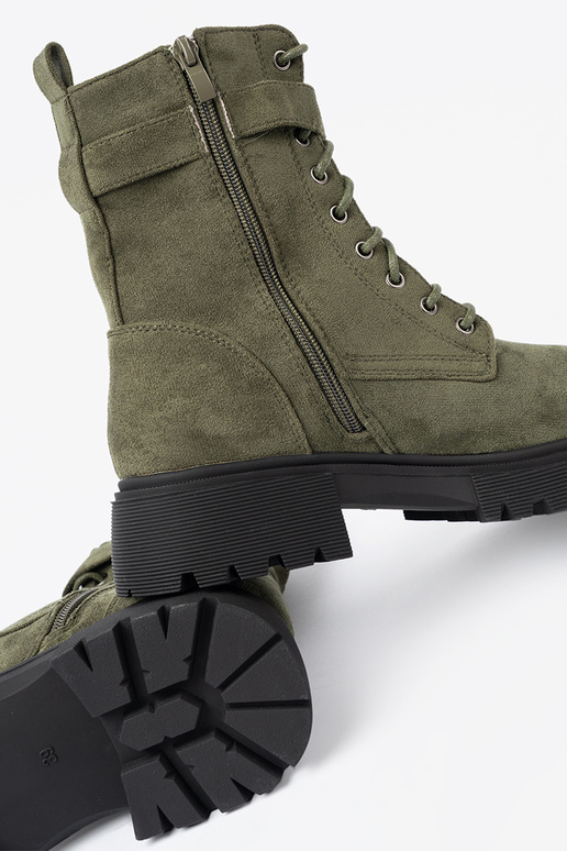 de color caqui botas altas de montar z grubą podeszAą i cordonesm