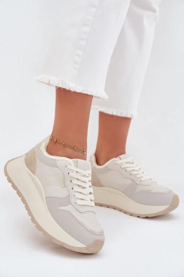 Zapatos de mujer estilo sneakers en color marfil con plataforma Big Star SS274008 HI-POLY SYSTEM 2