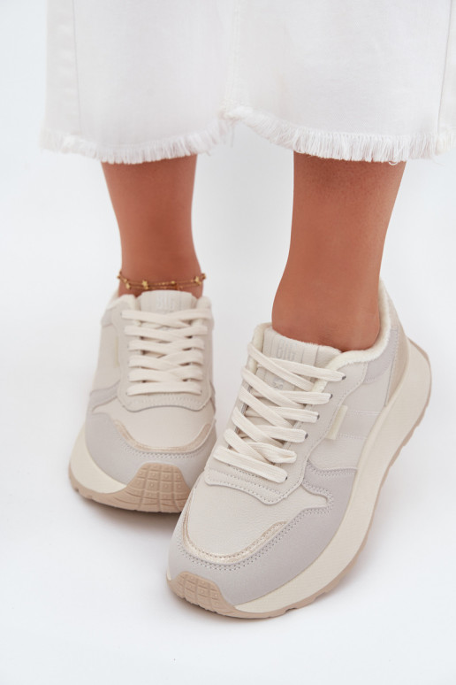 calentamiento Zapatillas modelo zapatos. Femenino con una plataforma Big Star SS274008 HI-POLY SYSTEM color marfil