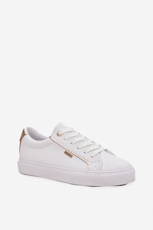 Femenino Zapatillas modelo zapatos. de cuero ecológico Big Star SS274026 Blanco-color dorado