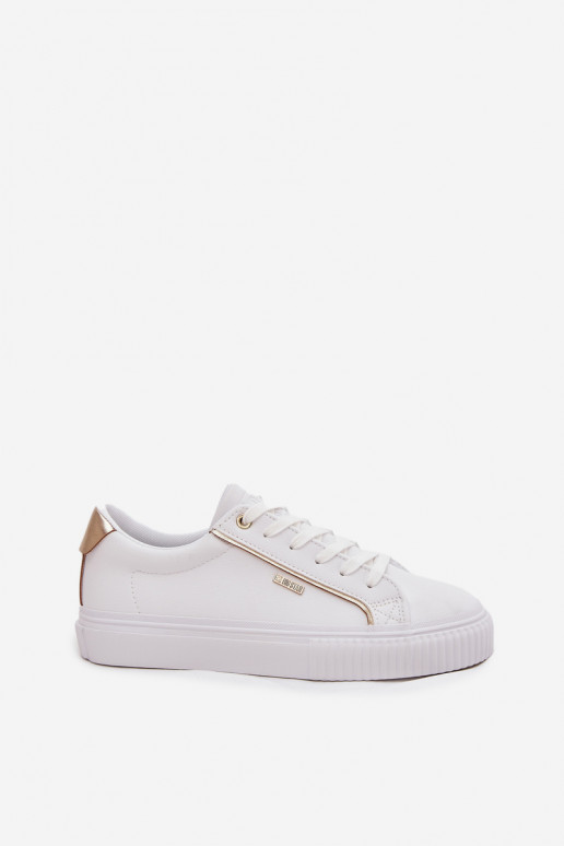 Femenino Zapatillas modelo zapatos. de cuero ecológico Big Star SS274026 Blanco-color dorado