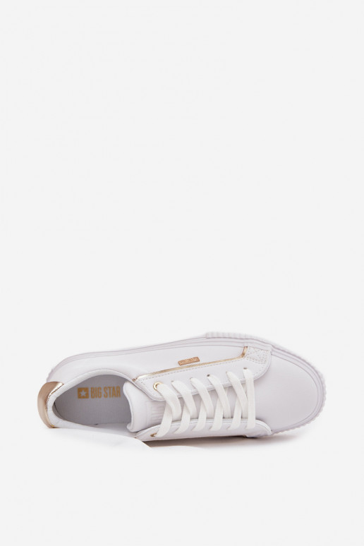 Femenino Zapatillas modelo zapatos. de cuero ecológico Big Star SS274026 Blanco-color dorado