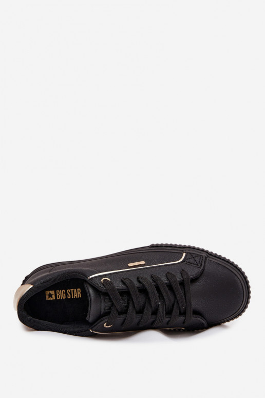 Femenino Zapatillas modelo zapatos. de cuero ecológico Big Star SS274025 Negro y-color dorado