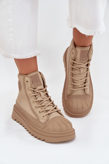 Zapatos de mujer acolchados de tiempo libre color arena con caña Big Star OO274A356