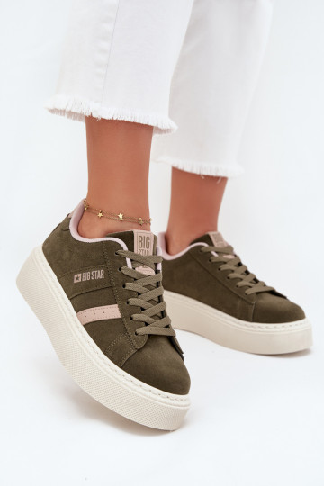 Zapatos de mujer estilo sneakers en color verde con plataforma Big Star SS274349 2