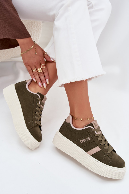 Zapatillas modelo zapatos. Femenino con una plataforma Big Star SS274349 color verde