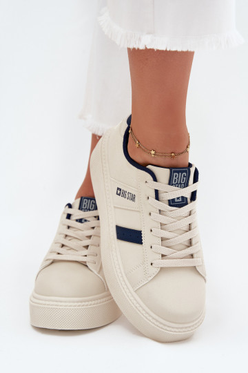Zapatillas modelo zapatos. Femenino con una plataforma Big Star SS274347 color marfil