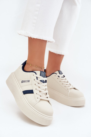 Zapatillas modelo zapatos. Femenino con una plataforma Big Star SS274347 color marfil 2