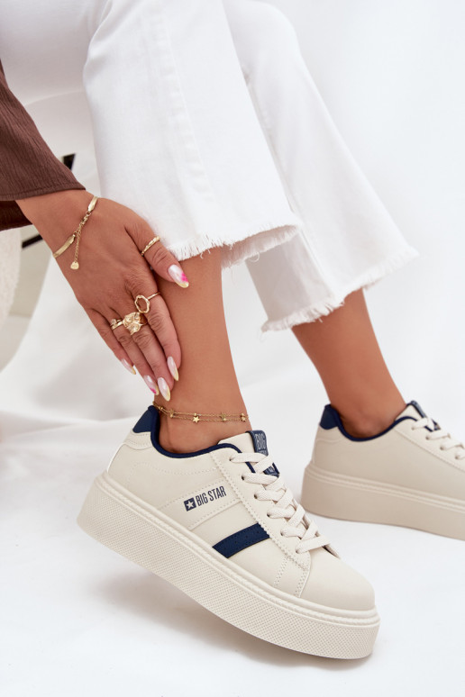 Zapatillas modelo zapatos. Femenino con una plataforma Big Star SS274347 color marfil