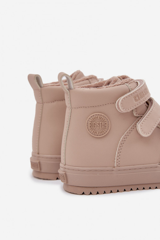 calentamiento Zapatillas modelo botas Infantil con sujetadores adhesivos Big Star SS374072 beige