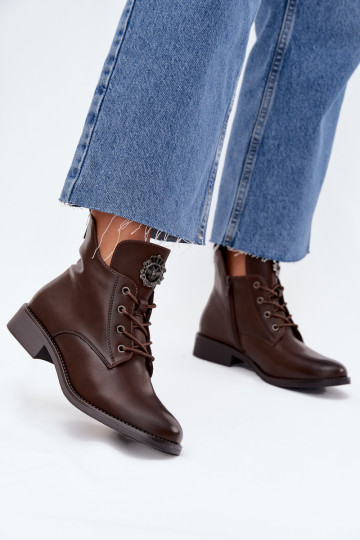 zapatos de tacón bajo para mujer con tacones anchos Con decoraciones Detalem calentamiento color marrón Cylira 2