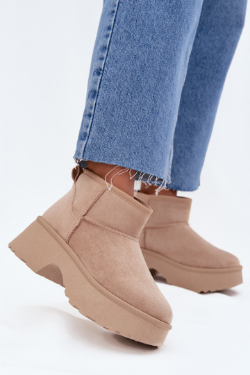 Botines bajos de mujer tipo zueco para nieve, forrados con piel en el interior, color caqui Turivelle 2